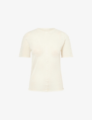 Uma Wang Omens Off White Twisted-seam Short-sleeve Knit Cotton-blend Top