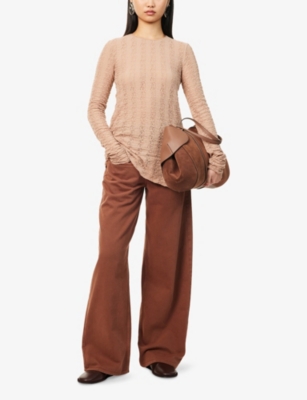 Shop Uma Wang Omens Rose Teresa Embroidered Stretch-woven Top