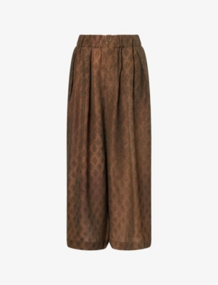 Uma Wang Omens Dark Brown Poetic Wide-leg Cropped Woven Trousers