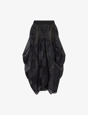Uma Wang Omens Black Greta Angular-panel Linen-blend Maxi Skirt