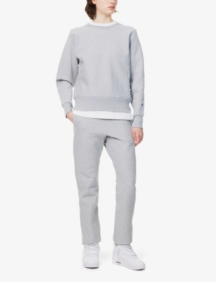 Shop Champion Womens  Elasticated-cuffs Straight-leg Mid-rise Cotton-blend Jogging Bottoms In Silver Grey