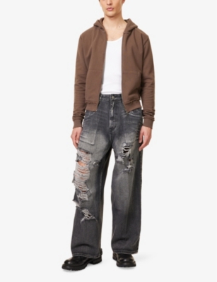JADED LONDON: Gothic Discharge XL Colossus Distressed Wide-Leg Relaxed-Fit Denim-Blend Jeans