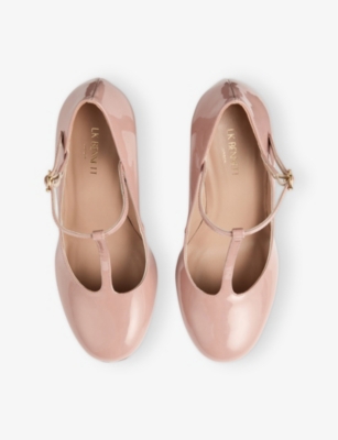 LK BENNETT WOMENS PIN-DUSK ANNALISE T-BAR PATENT-LEATHER COURT SHOES EUR 35 / 2 UK 
