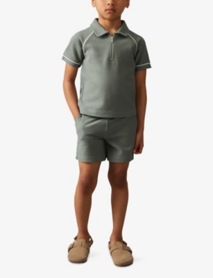 REISS: Lolland Textured Cotton Polo Shirt 9-13 Years