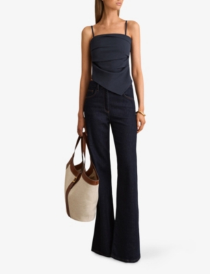 REISS: Millie Ruched Stretch-Woven Bandeau Top