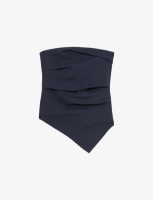 REISS: Millie Ruched Stretch-Woven Bandeau Top