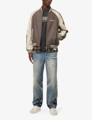 Represent Mens  Varsity Raglan-sleeves Relaxed-fit Wool-blend Jacket In Stone