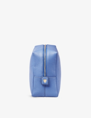 Aspinal Of London Leather London Wash Bag In Capri Blue