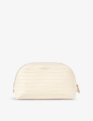 Aspinal Of London Womens  Classic Signature-hardware Leather Cosmetic Case In Ivory