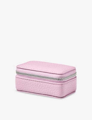 ASPINAL OF LONDON: Travel medium logo-print grained-leather jewellery case
