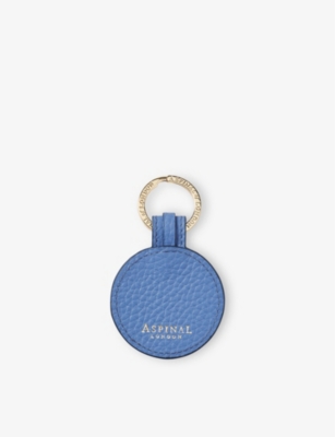 Aspinal Of London Leather Bee Keyring In Capri Blue