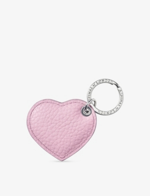 ASPINAL OF LONDON: Heart Logo-Print Grained-Leather Keyring