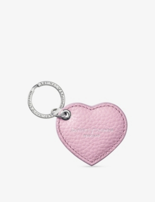 ASPINAL OF LONDON: Heart Logo-Print Grained-Leather Keyring