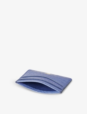 Aspinal Of London Womens Capri Blue Slim Shield Logo Leather Card Holder In Capri Blue