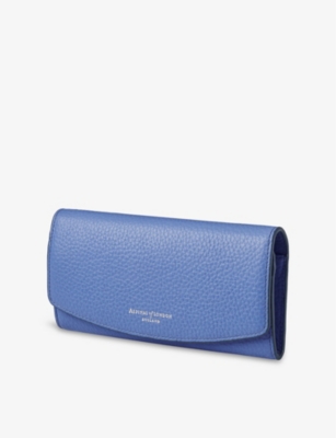 Aspinal Of London Womens  Essential Grained Leather Wallet In Capri Blue