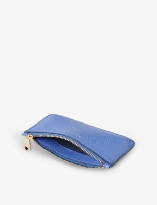 Aspinal Of London Womens  Ella Grained Leather Card And Coin Holder In Capri Blue