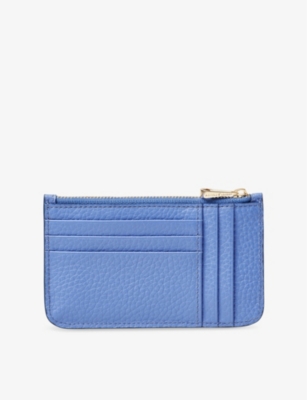 Aspinal Of London Womens  Ella Grained Leather Card And Coin Holder In Capri Blue