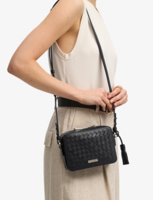 Aspinal Of London Leather Slot Weave Camera Bag In Black