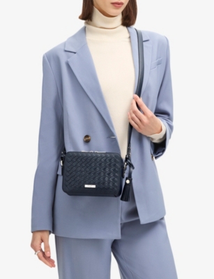 ASPINAL OF LONDON: Interlock-Weave Leather Camera Bag