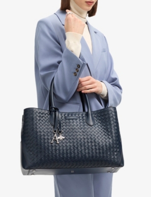 Aspinal Of London Womens London Grained Leather Tote Bag Navy In Navy