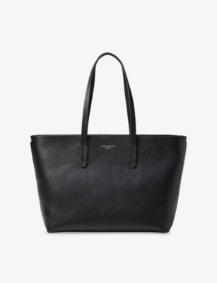 ASPINAL OF LONDON: Zipped East West Leather Tote Bag