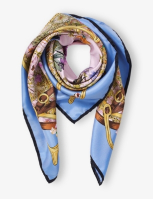 ASPINAL OF LONDON: Edwardian Garden Square Silk Scarf