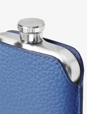 Polished 5oz Stainless-Steel Hip Flask with Grained Leather Pouch
