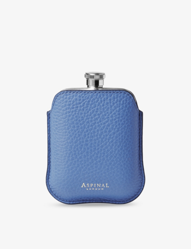 Polished 5oz Stainless-Steel Hip Flask with Grained Leather Pouch