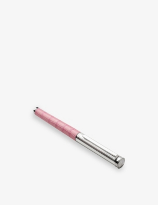 ASPINAL OF LONDON: London Rhodium-Plated Brass and Leather Ballpoint Pen