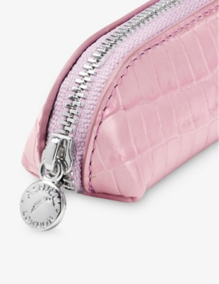 ASPINAL OF LONDON: Logo-Plaque Slim Croc-Embossed Leather Pen Case