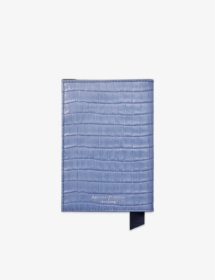 Aspinal Of London Capri Blue Grained Leather Passport Cover In Capri Blue