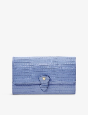 Aspinal Of London Womens Capri Blue Signature-hardware Leather Travel Wallet In Capri Blue