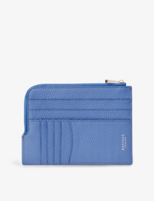 Aspinal Of London Womens  Zipped Grained Leather Travel Wallet In Capri Blue