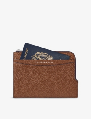 ASPINAL OF LONDON: Zipped Grained Leather Travel Wallet