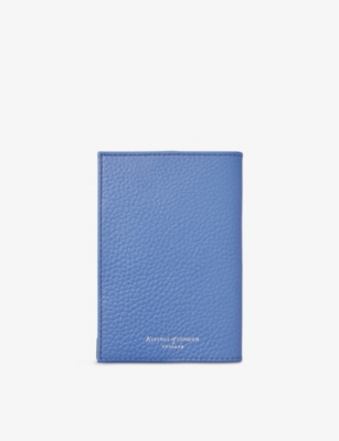 Aspinal Of London Capri Blue Grained Leather Passport Cover In Capri Blue