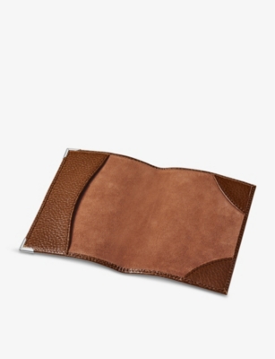 Aspinal Of London Grained Leather Passport Cover In Tobacco
