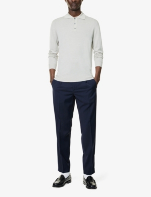 BARENA VENEZIA MENS BARENA VENEZIA LONG-SLEEVE KNIT MERINO-WOOL POLO SHIRT 