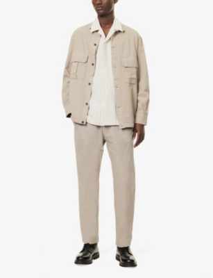 BARENA VENEZIA MENS AVORIO CAMP-COLLAR STRIPE-PATTERN COTTON SHIRT 