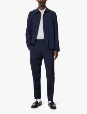 BARENA VENEZIA MENS SLIM-FIT TAPERED VIRGIN-WOOL TROUSERS NAVY 