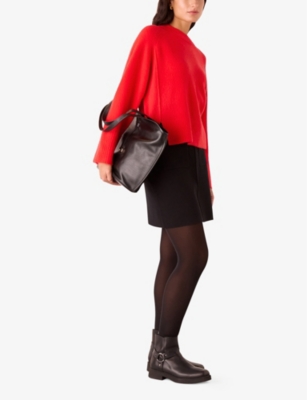 Whistles Womens Side-split Wool-blend Knitted Jumper Red In Red