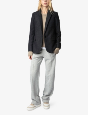Zadig & Voltaire Wings-strass Track Pants In Gris Chine Clai