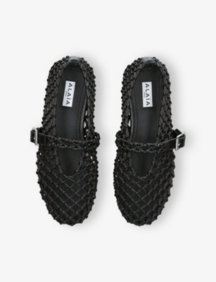 AZZEDINE ALAIA: Vienne Leather Mary Jane Ballet Flats