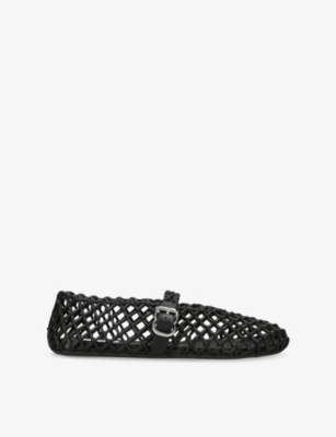 AZZEDINE ALAIA: Vienne Leather Mary Jane Ballet Flats