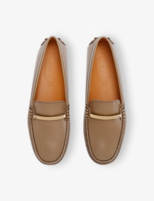 Tod's Womens Gommino Leather Driving Shoes Beig In Beige