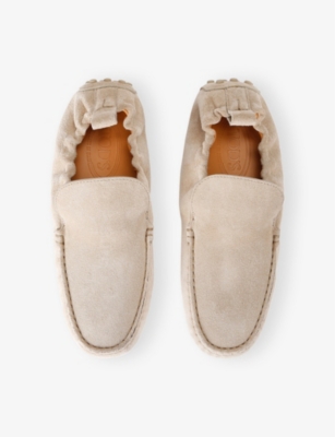 Shop Tod's Ods Womens Beige Pantofola Gommino 22l Suede Slippers Eur 39.5 / 6.5 Uk