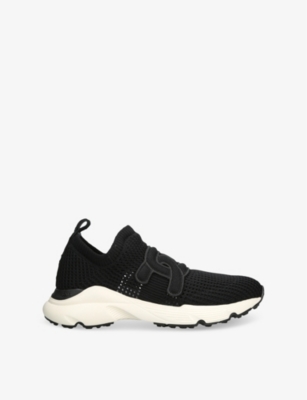 Shop Tod's Ods Womens Sport Run 54c Calzino Logo-embellished Mesh-knit Low-top Trainers Black Eur 38/5 Uk