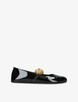 AZZEDINE ALAIA: Jewel-Strap Patent-Leather Ballet Flats