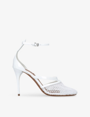 AZZEDINE ALAIA: Infradito 90 Fishnet Heeled Leather Sandals
