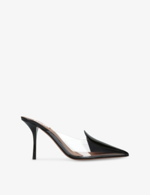 Shop Alaïa Womens Black Contrast-panel 90 Patent-leather Heeled Mules Eur 37 / 4 Uk