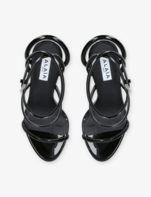 AZZEDINE ALAIA: Tubular-Strap Patent-Leather Heeled Sandals